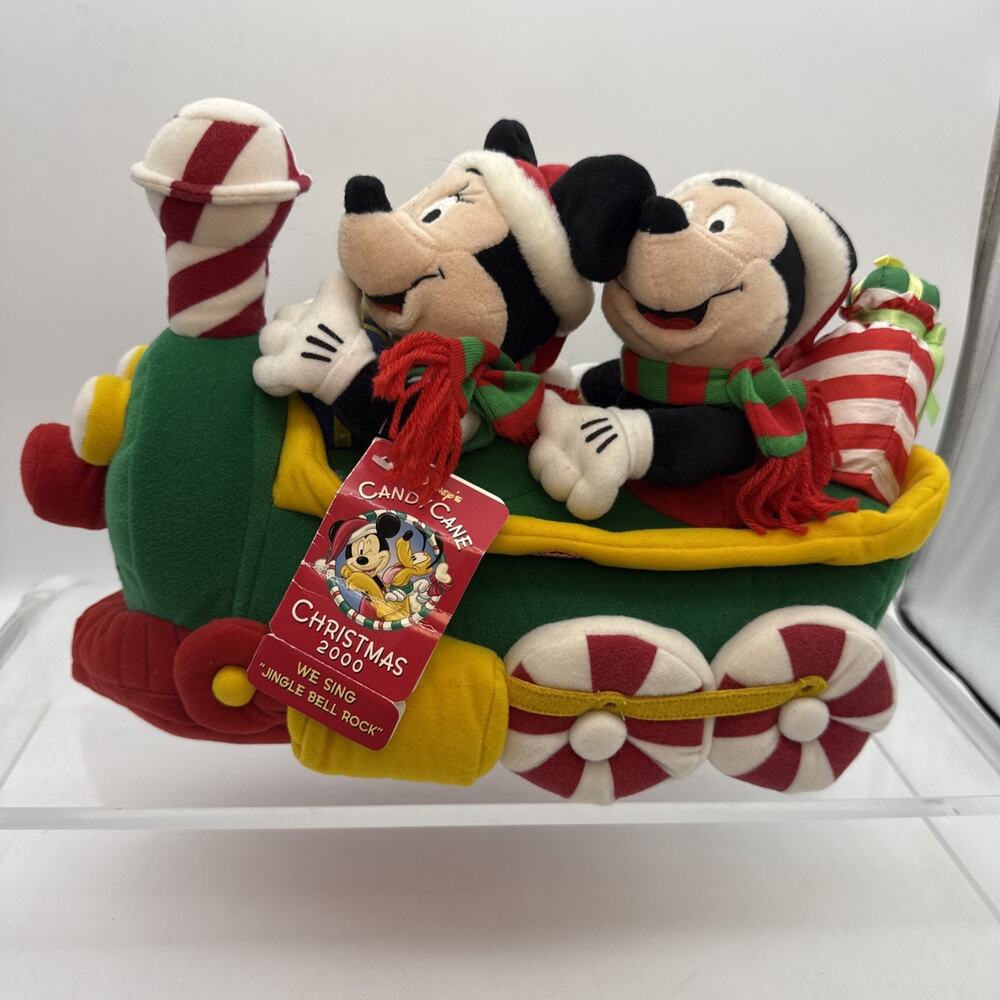 Vtg Disney Mickey Minnie Candy Cane Christmas Train Music Jingle Bell Rock Works